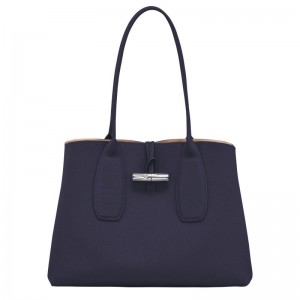 Bilberry Purple Women's Longchamp Roseau L Tote Bag | 83756-DIZX