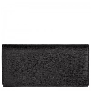 Black Women's Longchamp Le Foulonné Continental Wallets | 04591-QWPT