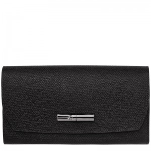 Black Women's Longchamp Roseau Continental Wallets | 79128-FPLH