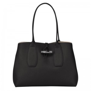 Black Women's Longchamp Roseau L Tote Bag | 89673-OAHK