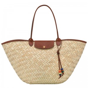 Brown Women's Longchamp Le Panier Pliage XL Basket Bag | 72819-HDQT