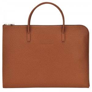 Caramel Brown Men's Longchamp Le Foulonné S Briefcase | 32407-WUTZ