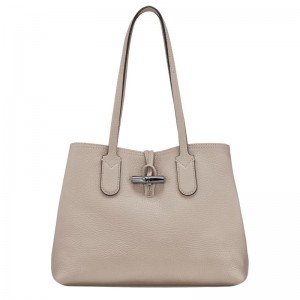 Clay Grey Women's Longchamp Roseau Essential M Tote Bag | 13984-VJUZ