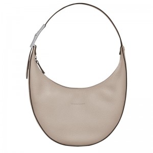 Clay Grey Women's Longchamp Roseau Essential M Hobo Bags | 52943-WZIV