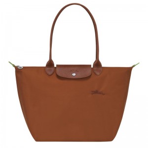 Cognac Brown Women's Longchamp Le Pliage Green L Tote Bag | 56471-MEHJ