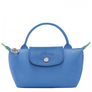 Cornflower Blue Women's Longchamp Le Pliage Green with handle Pouches | 13465-PKYH