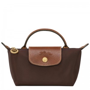 Ebony Brown Women's Longchamp Le Pliage Original with handle Pouches | 17240-IZJB