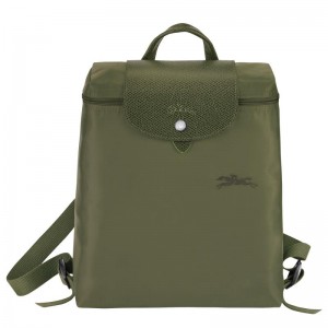 Forest Green Women's Longchamp Le Pliage Green M Backpacks | 90248-FVDE