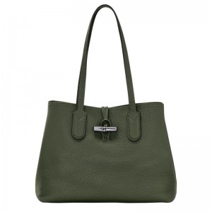 Khaki Women's Longchamp Roseau Essential M Tote Bag | 89137-UWYI