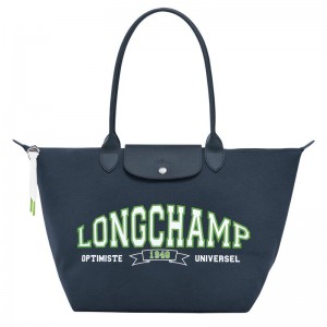 Navy Women's Longchamp Le Pliage Collection L Tote Bag | 85742-TNOB