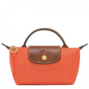 Orange Women's Longchamp Le Pliage Original with handle Pouches | 39170-UDPM