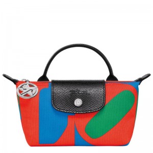 Red/Navy Men's Longchamp x Robert Indiana Pouches | 69103-FQMC