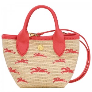 Strawberry Red Women's Longchamp Le Panier Pliage XS Basket Bag | 62148-PUTR