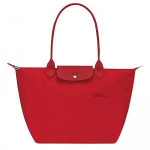 Tomato Red Women's Longchamp Le Pliage Green L Tote Bag | 98701-QULM