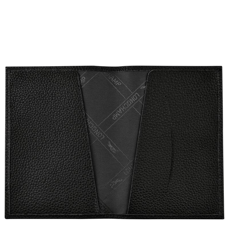 Black Men's Longchamp Le Foulonné Passport cover Passport Bag | 42861-WILN