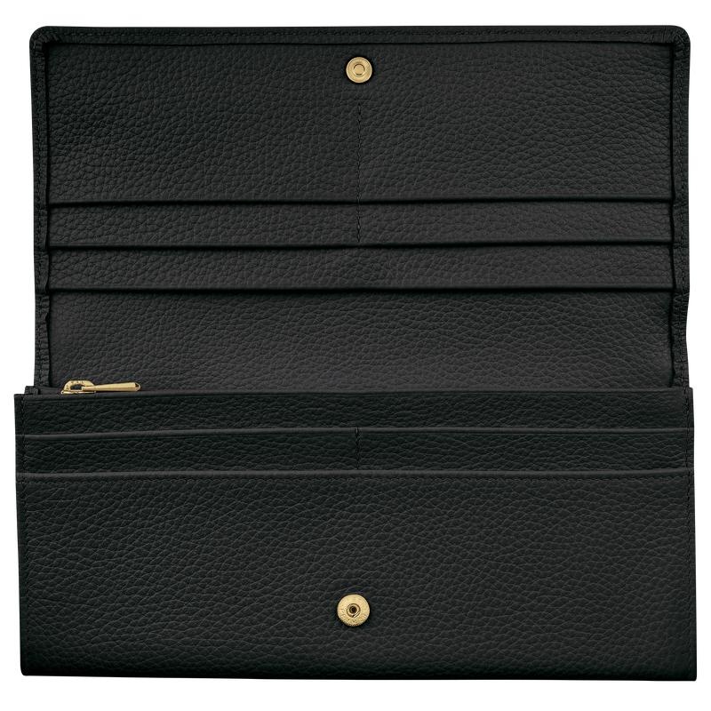 Black Women's Longchamp Le Foulonné Continental Wallets | 04158-LBNR