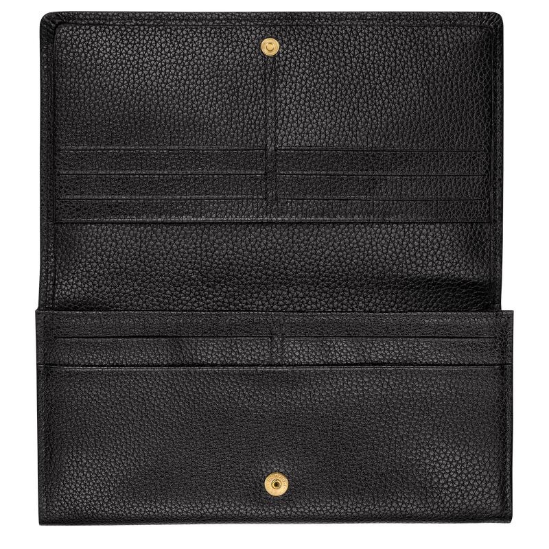 Black Women's Longchamp Le Foulonné Continental Wallets | 04591-QWPT