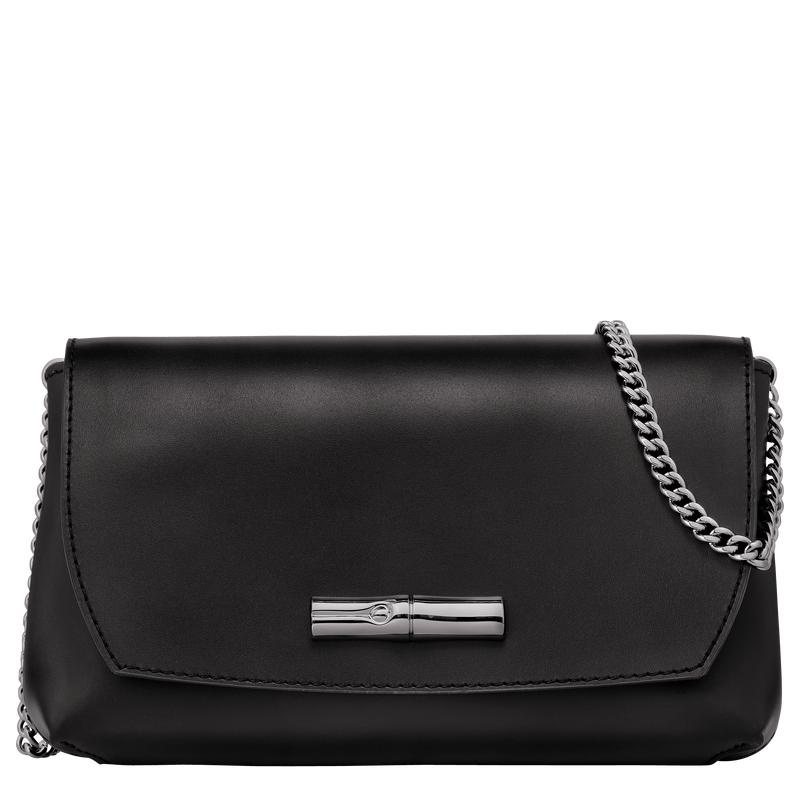 Black Women\'s Longchamp Roseau Clutch Purse | 94082-DQRH