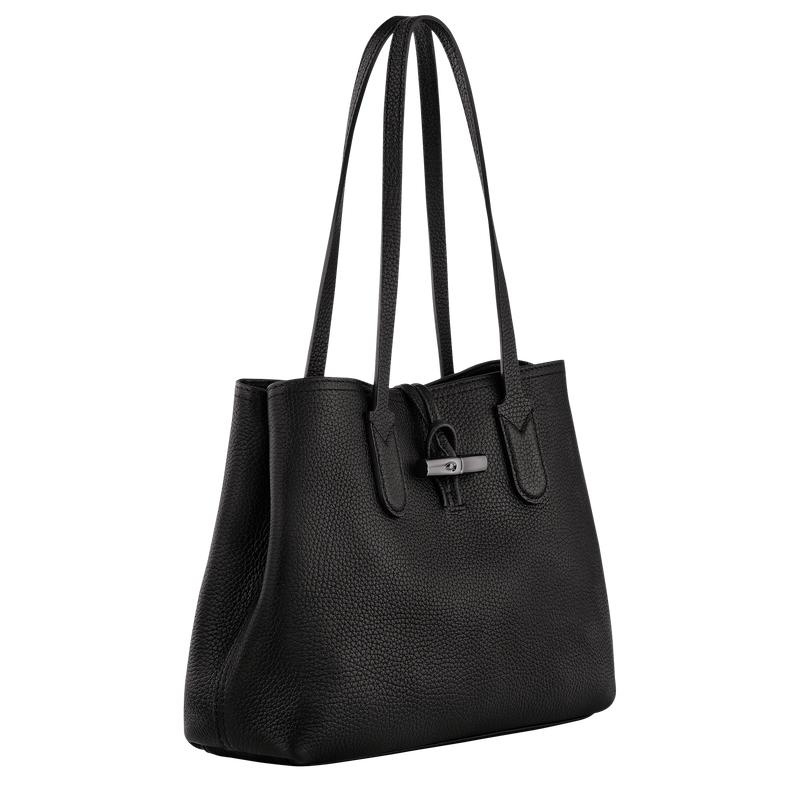 Black Women's Longchamp Roseau Essential M Tote Bag | 92376-XVCB