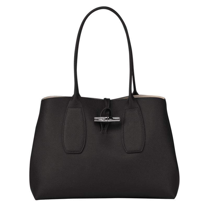 Black Women\'s Longchamp Roseau L Tote Bag | 89673-OAHK