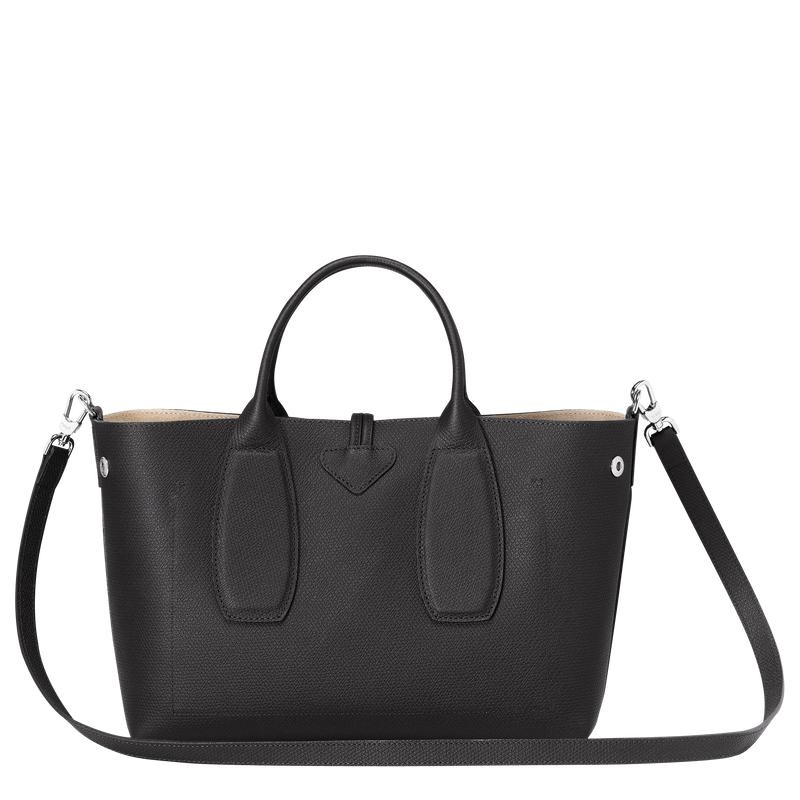 Black Women's Longchamp Roseau M Handbags | 78641-PRCM