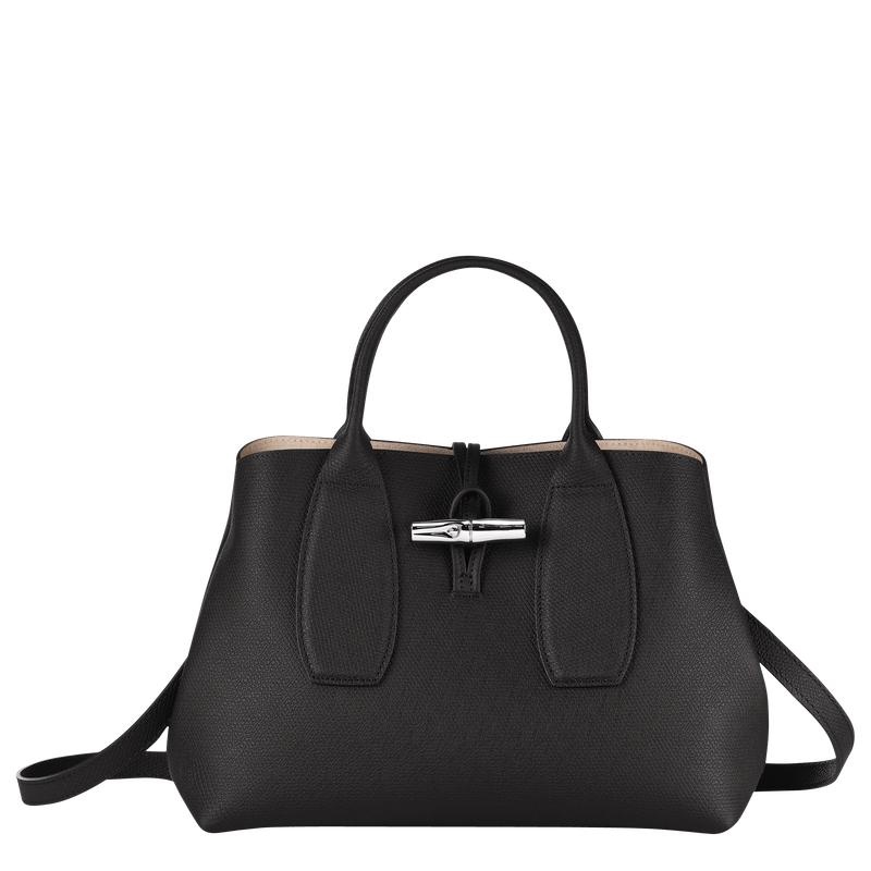 Black Women\'s Longchamp Roseau M Handbags | 78641-PRCM