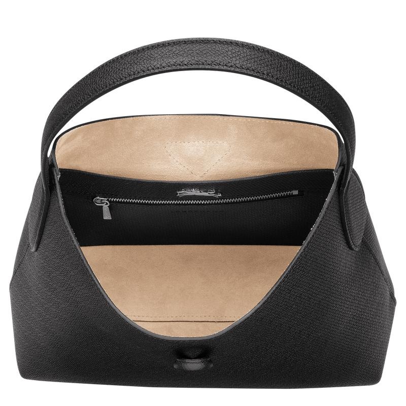 Black Women's Longchamp Roseau M Hobo Bags | 91430-IQCH