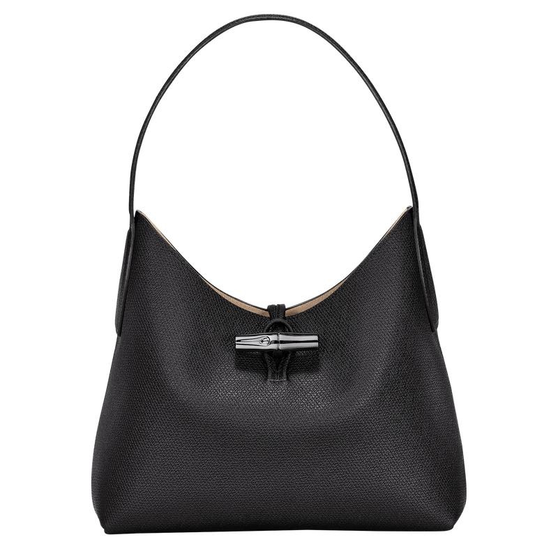 Black Women\'s Longchamp Roseau M Hobo Bags | 91430-IQCH