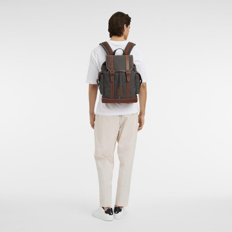 Brown Men's Longchamp Boxford Backpacks | 36718-BODP