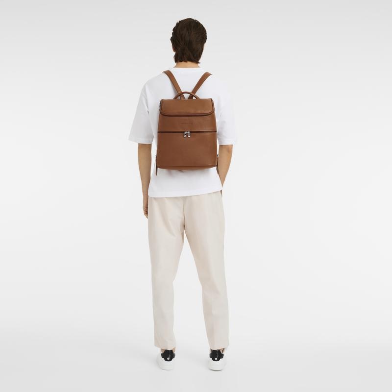 Caramel Brown Men's Longchamp Le Foulonné Backpacks | 20798-CZJB