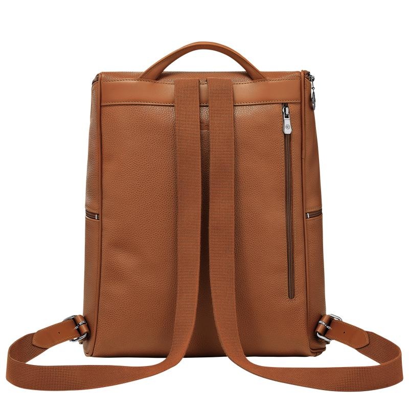 Caramel Brown Men's Longchamp Le Foulonné Backpacks | 20798-CZJB