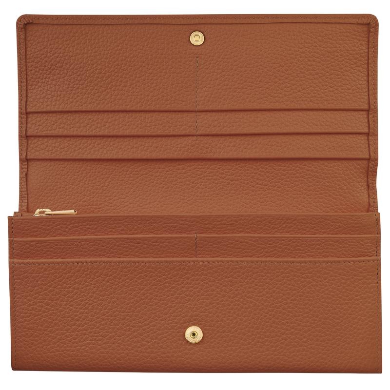 Caramel Brown Women's Longchamp Le Foulonné Continental Wallets | 57910-GCPR