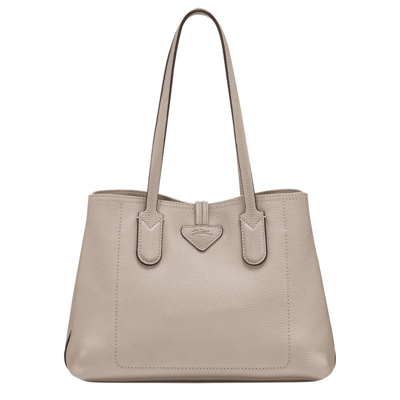 Clay Grey Women's Longchamp Roseau Essential M Tote Bag | 13984-VJUZ