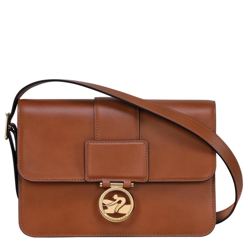 Cognac Brown Women\'s Longchamp Box-Trot M Crossbody Bags | 65138-QIXG