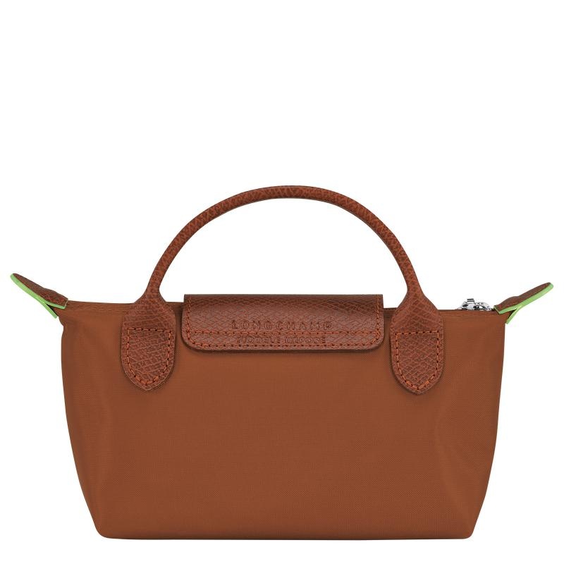 Cognac Brown Women's Longchamp Le Pliage Green with handle Pouches | 91840-FDEY