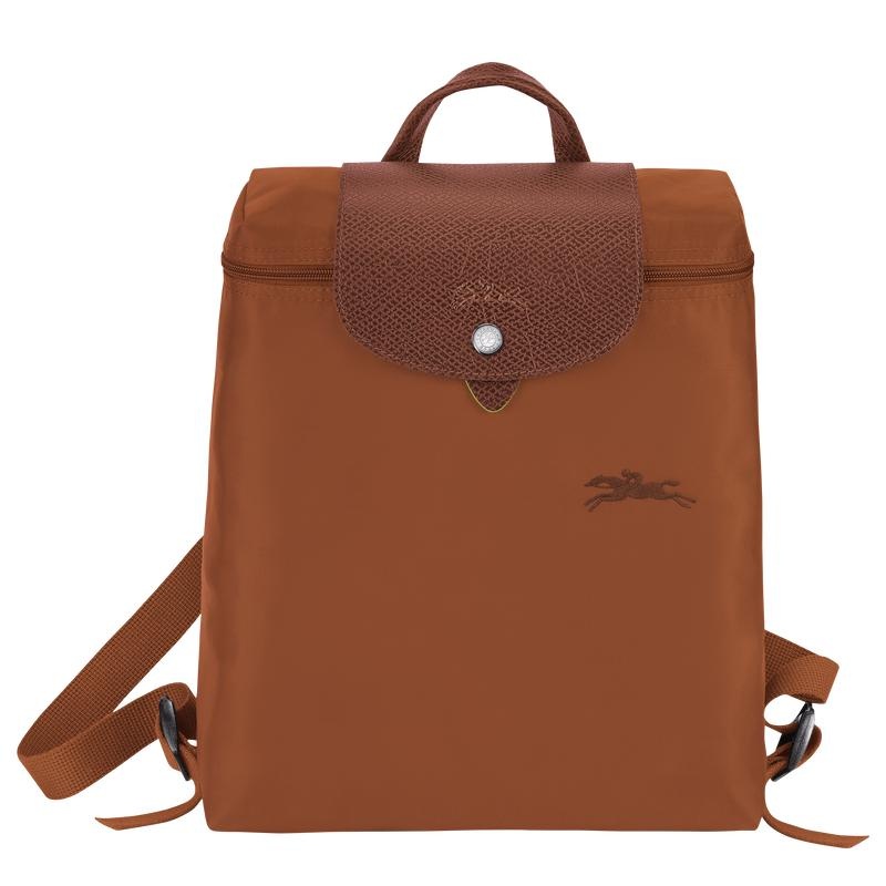 Cognac Brown Women\'s Longchamp Le Pliage Green M Backpacks | 37015-XVKL