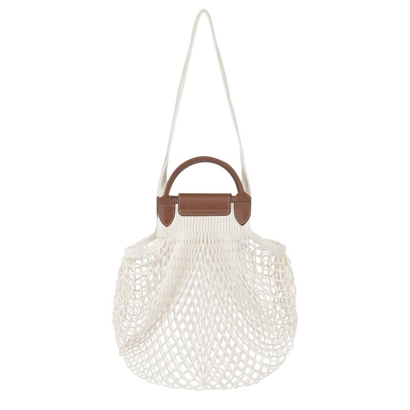 Ecru White Women's Longchamp Le Pliage Filet L Mesh Bag | 19580-TXPO