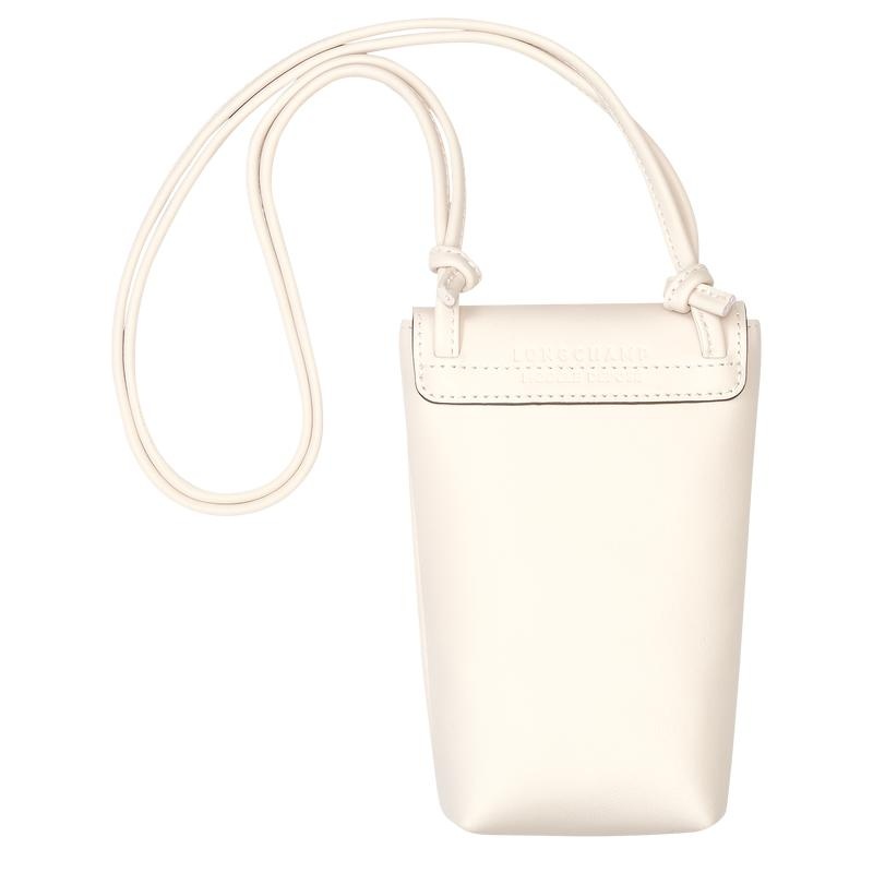 Ecru White Women's Longchamp Le Pliage Xtra with leather lace Phone Case | 23016-JVPW