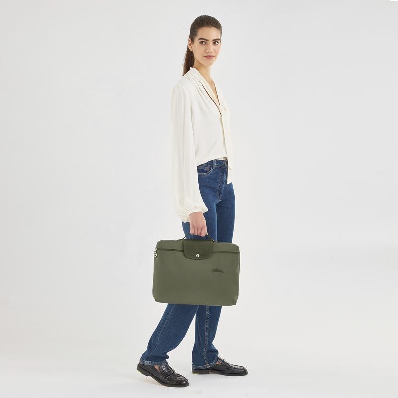 Forest Green Men's Longchamp Le Pliage Green S Briefcase | 15964-UYDV