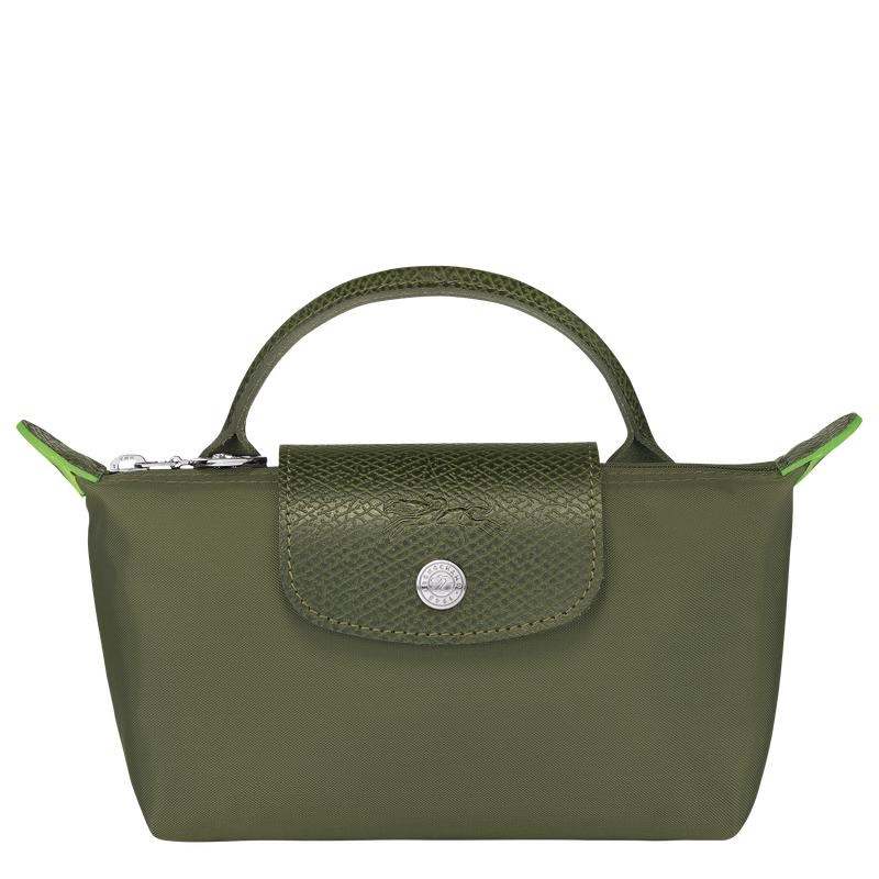 Forest Green Women\'s Longchamp Le Pliage Green with handle Pouches | 72194-QAIJ