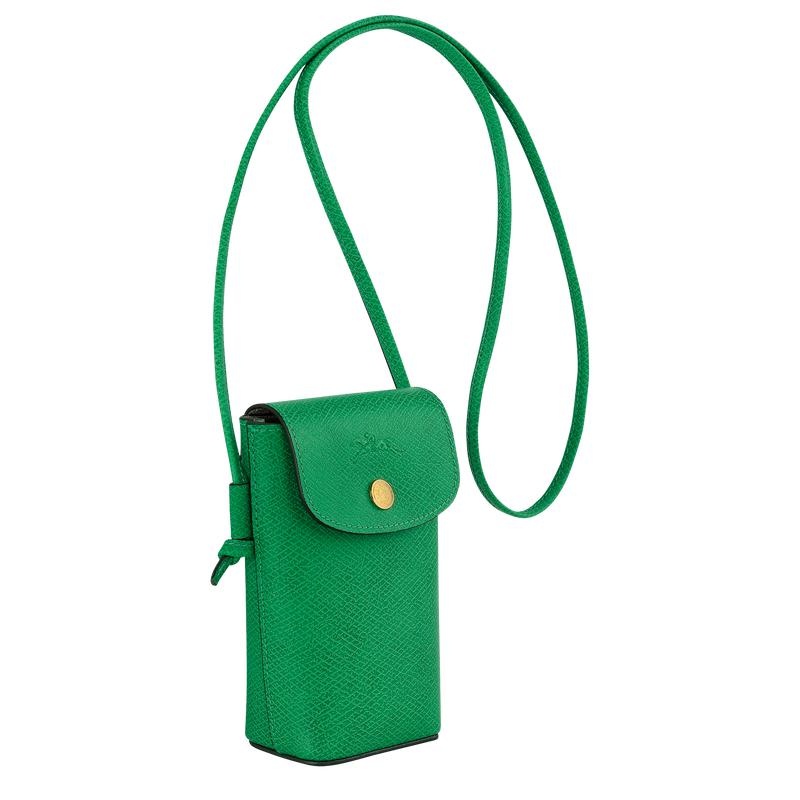 Green Women's Longchamp Épure with leather lace Phone Case | 57296-XLNJ