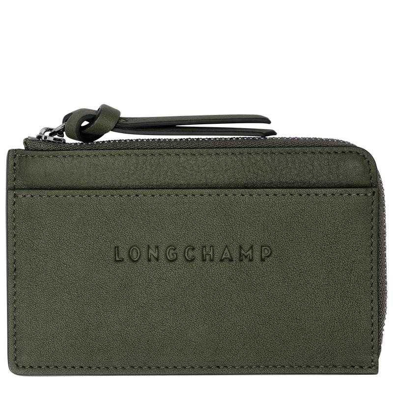 Khaki Men\'s Longchamp 3D Cardholders | 19357-JOAL