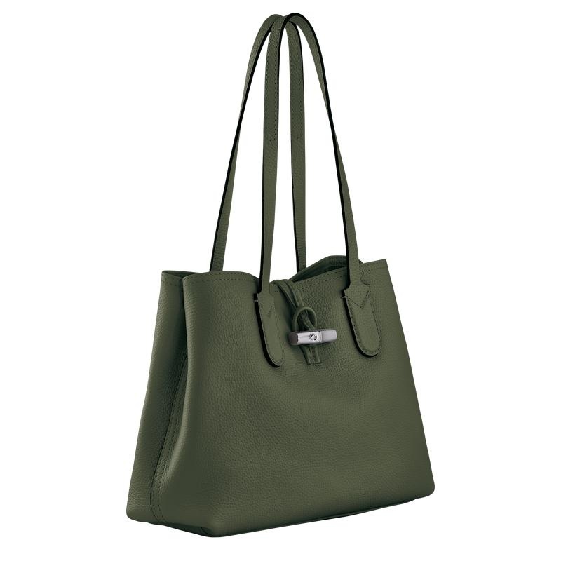 Khaki Women's Longchamp Roseau Essential M Tote Bag | 89137-UWYI