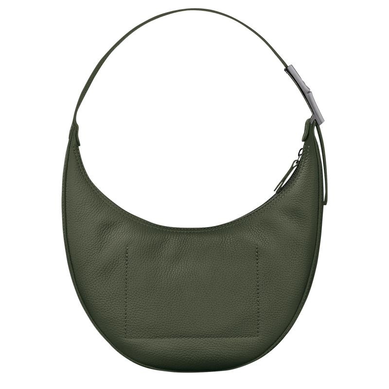 Khaki Women's Longchamp Roseau Essential M Hobo Bags | 91860-CDBL