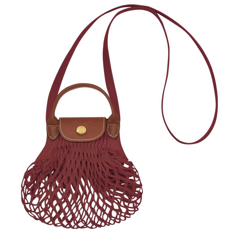 Mahogany Brown Women\'s Longchamp Le Pliage Filet XS Mesh Bag | 18723-UJGL