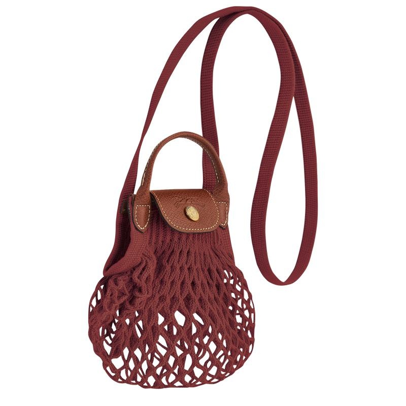 Mahogany Brown Women's Longchamp Le Pliage Filet XS Mesh Bag | 02369-BJMD