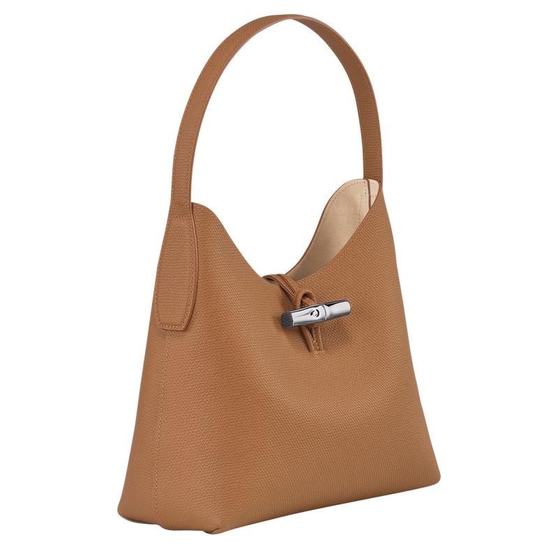 Natural Brown Women's Longchamp Roseau M Hobo Bags | 48971-DSTB