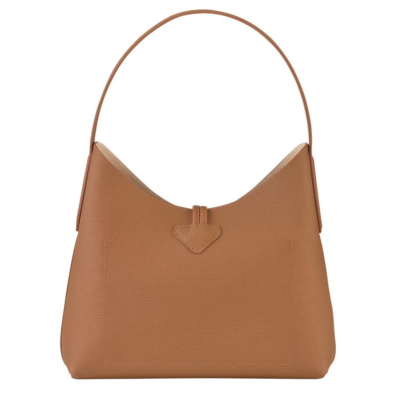 Natural Brown Women's Longchamp Roseau M Hobo Bags | 48971-DSTB