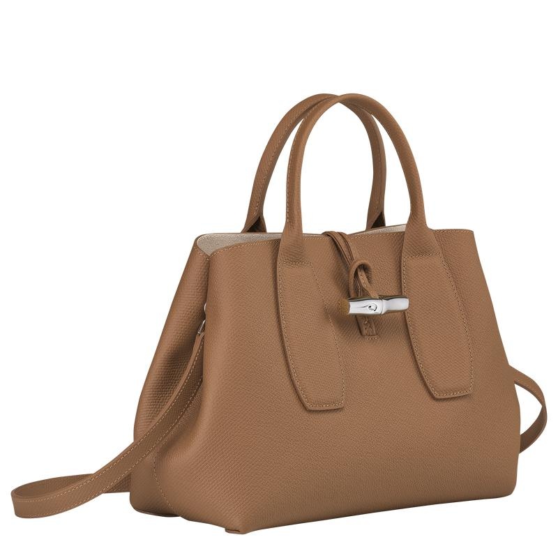 Natural Brown Women's Longchamp Roseau M Handbags | 54382-PXUM