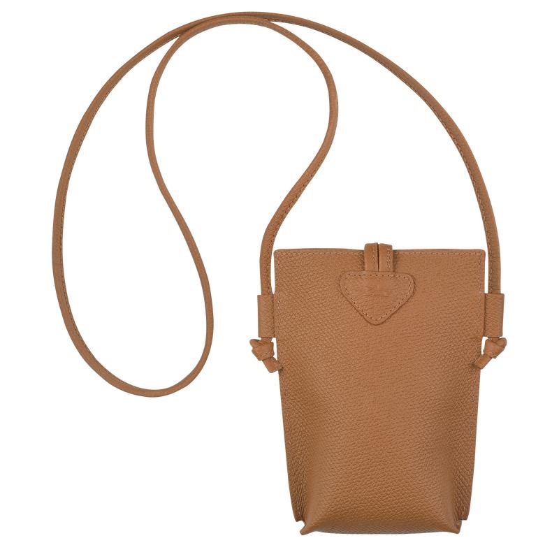 Natural Brown Women's Longchamp Roseau with lace Phone Case | 08645-OMCP